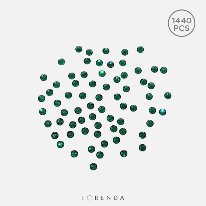 Torenda Swarovski Stellux HOTFIX Mote Gosok Payet Tempel Baju 16SS - Hijau (Emerald) / Pack
