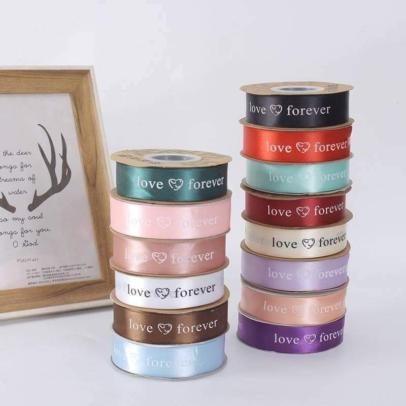 

Pita Satin Motif Love Forever Ribbon 25 mm Per Yard ( 90 cm) DIY Crafts Satin Grossgrain Tapes Card Wrapflower Bouquet Dekorasi Kado Pita Ribbon 2,5cm Pita Parcel Gift Hampers