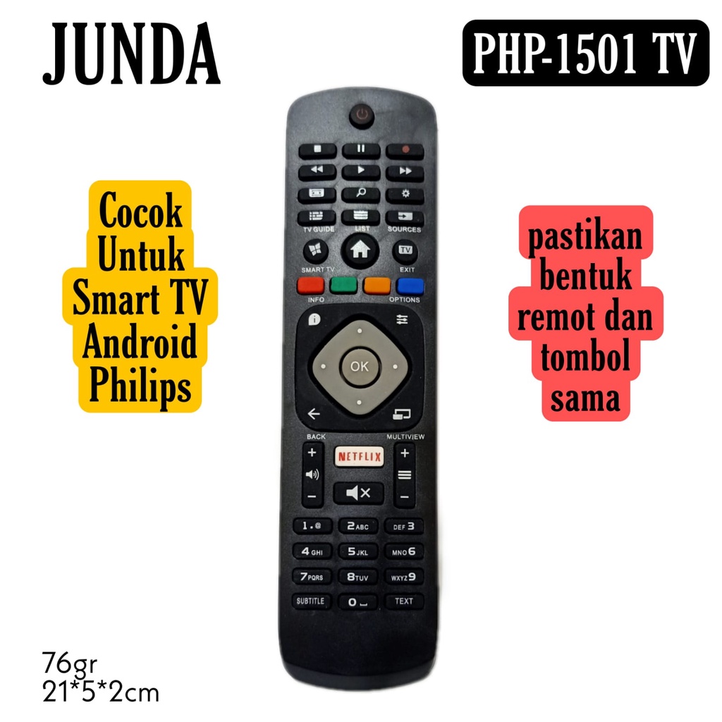 REMOTE PHILIPS SMART TV REMOTE SMART TV PHILIPS  LED MULTI UNIVERSAL JUNDA PHP-1501 SEPERTI ORIGINAL