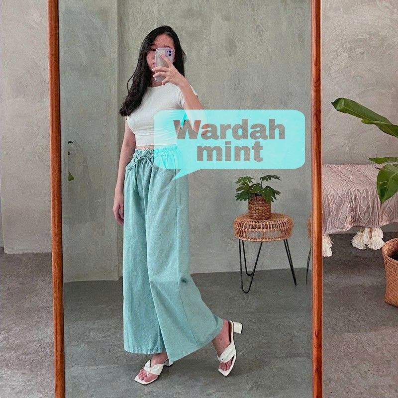 Celana kulot Panjang cigaret remaja ABG pola lebar-Wardah mint