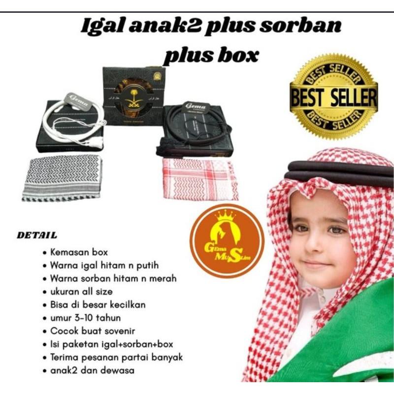 IGAL ANAK ll TALI PENGIKAT SORBAN ARAB PLUS SORBAN