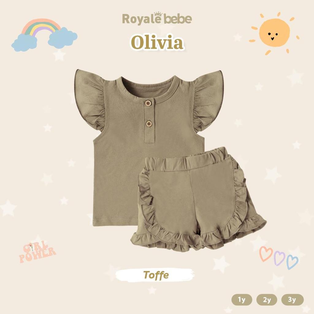 ROYALE BEBE SETELAN OLIVIA SET SETELAN RUFFLE SET ANAK BAYI FASHION PEREMPUAN 1 - 3 TAHUN