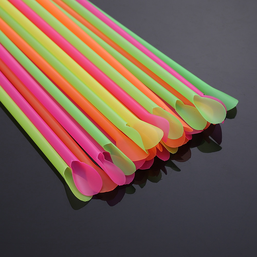 100pcs Sedotan Plastik PP Warna-Warni 20cm Untuk Milkshake / Smoothie / Cocktail