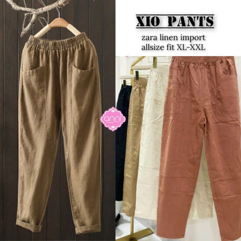 CELANA PANJANG WANITA LINEN / LINEN PANTS / BAGGY LINEN / XIO PANTS / KATUN RAMI / XOXO PANTS