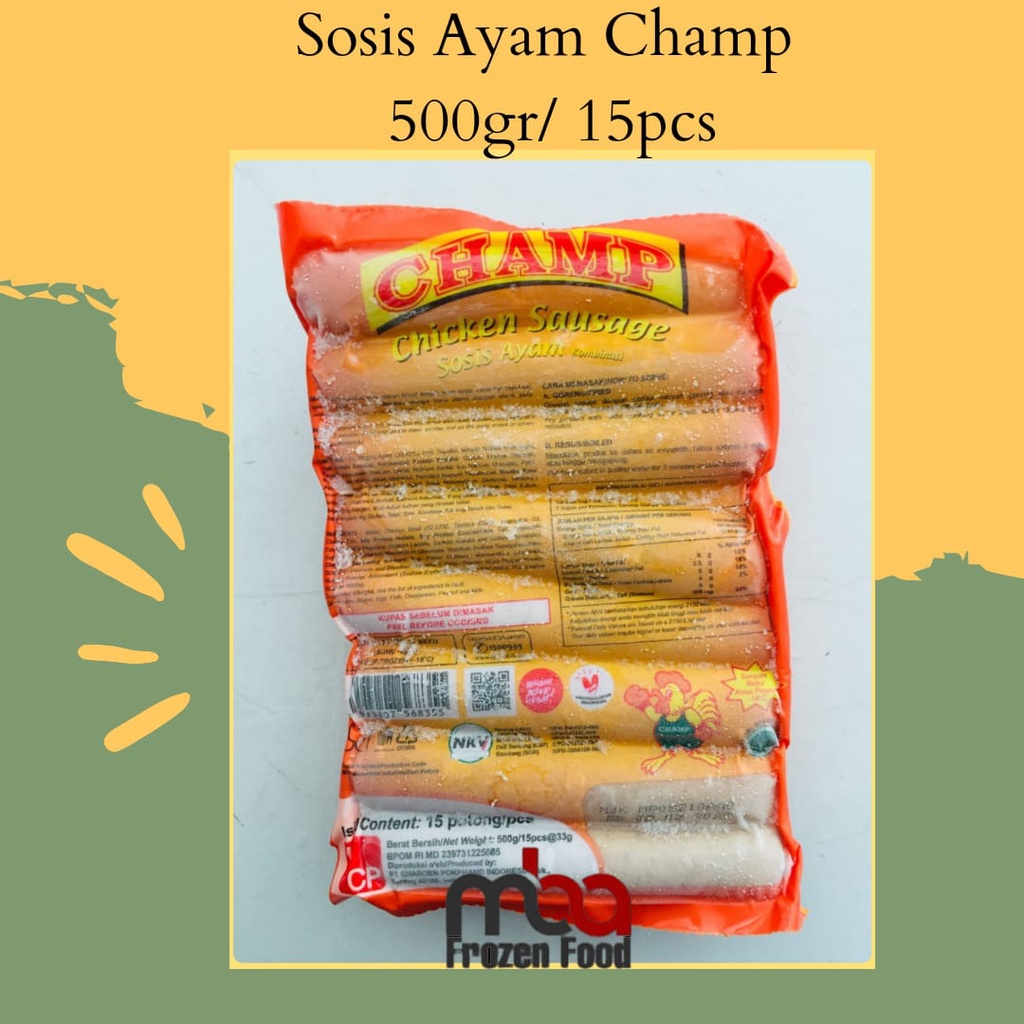 Sosis Ayam Champ 500 gr / 15 pcs - FROZEN FOOD