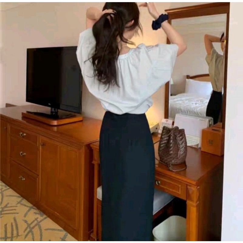 ROK SPAN LINEN BAWAHAN PANJANG WANITA KOREA STYLE KERJA KANTOR KASUAL CASUAL ROK SPAN BELAH TENGAH SKIRT WANITA KANCING TENGAH DEPAN-4