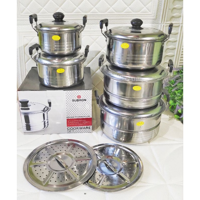 Cookware Set Panci Subron+ Steamer Stainless [panci set steanless]