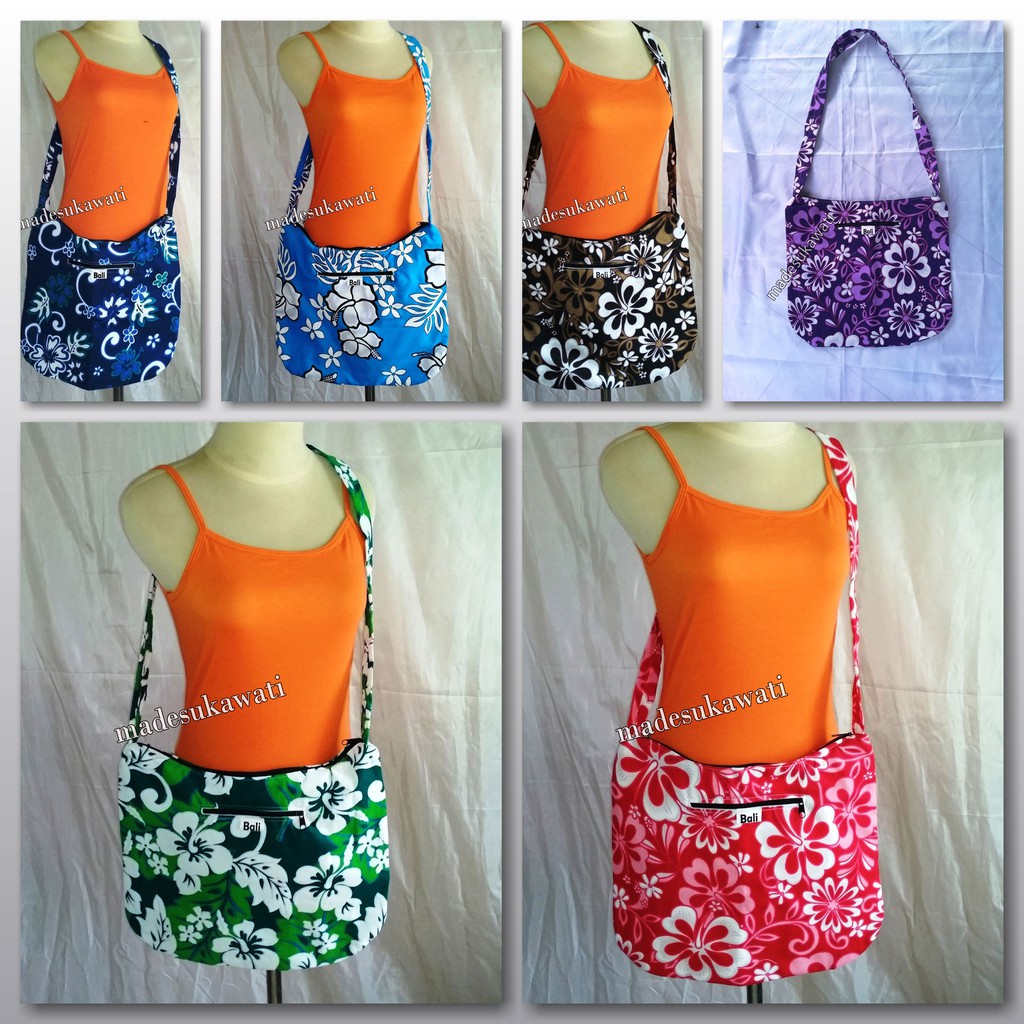 Tas selempang bali motif bunga