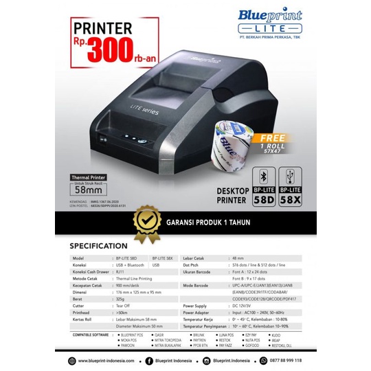 PRINTER PORTABLE BLUEPRINT 58X LITE