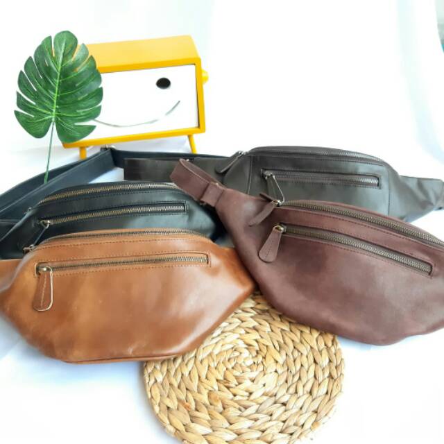 Tas kulit garut /tas kulit pria /tas pinggang pria /tas kulit asli/tas kulit murah