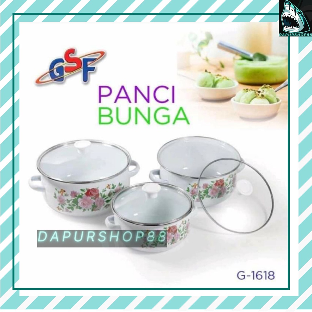 PANCI BUNGA GSF G-1618 / PANCI SET 3 ENAMEL TUTUP KACA / GSF 1618 / GSF G 1618
