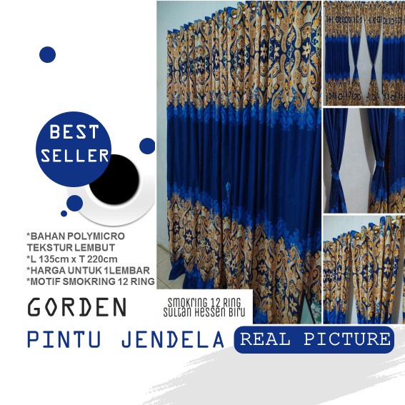 Promo Murah Gorden Smokring Hordeng Karakter Smokring Karakter Ring12 Bisa untuk Jendela Sultan Biru