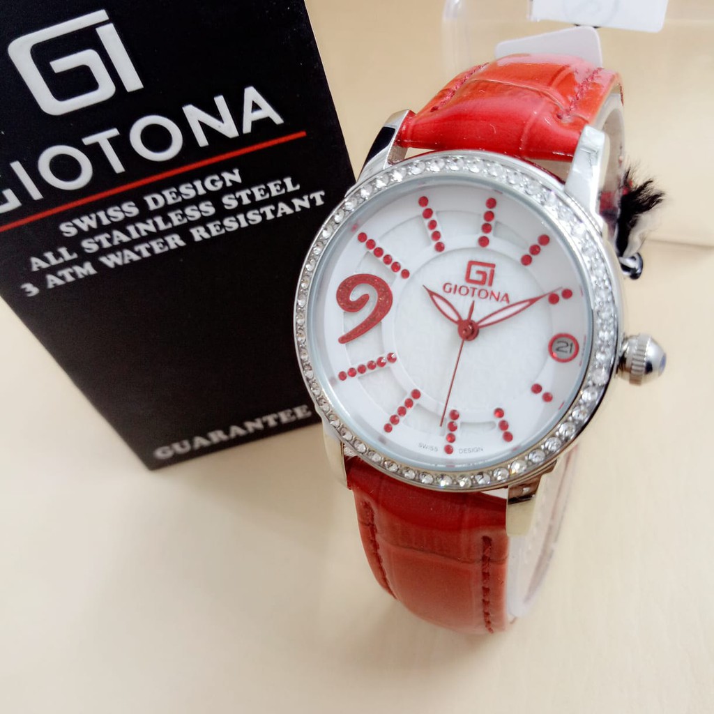 Giotona 7375 - Jam Tangan Kasual Wanita Anti Air - Tali Kulit - Analog Quartz - Original