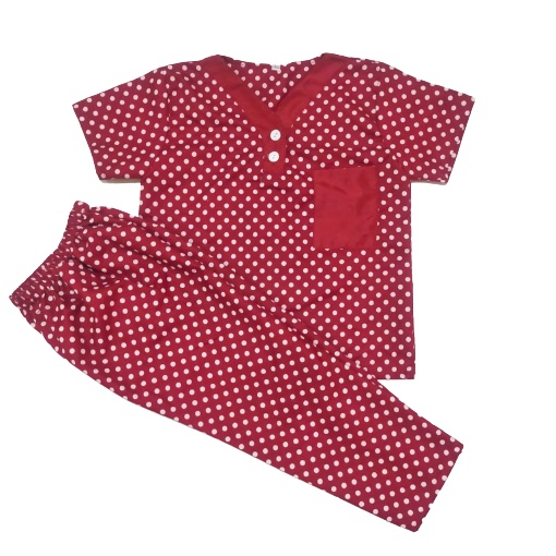 CIAHAW-PIYAMA ANAK USIA 7-12 TAHUN MOTIP POLKADOT /BAJU TIDUR ANAK PEREMPUAN