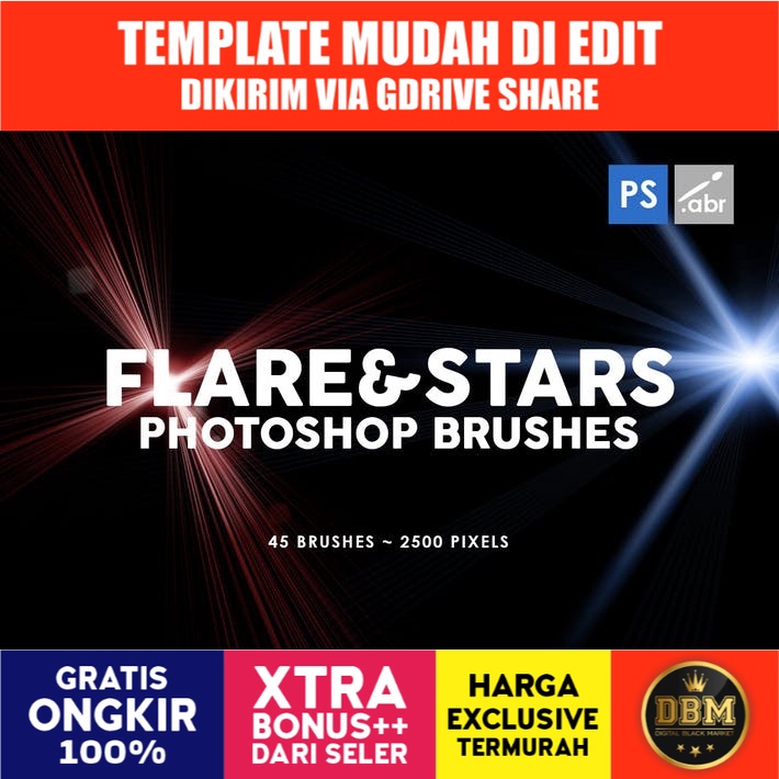 45 Lens Flare Stars - Photoshop Stamp Brushes