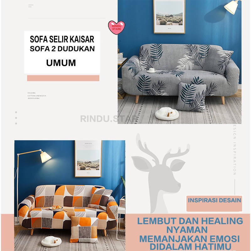 Rindu.Star Cover sofa elastis hood nordic simple style sarung sofa Seater 1/2/3/4  sofa Cushion Protector Cover
