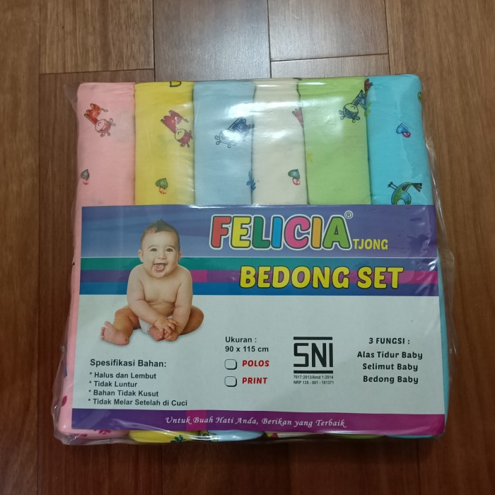 Bedong Felicia Warna &amp; Motif isi 6pcs