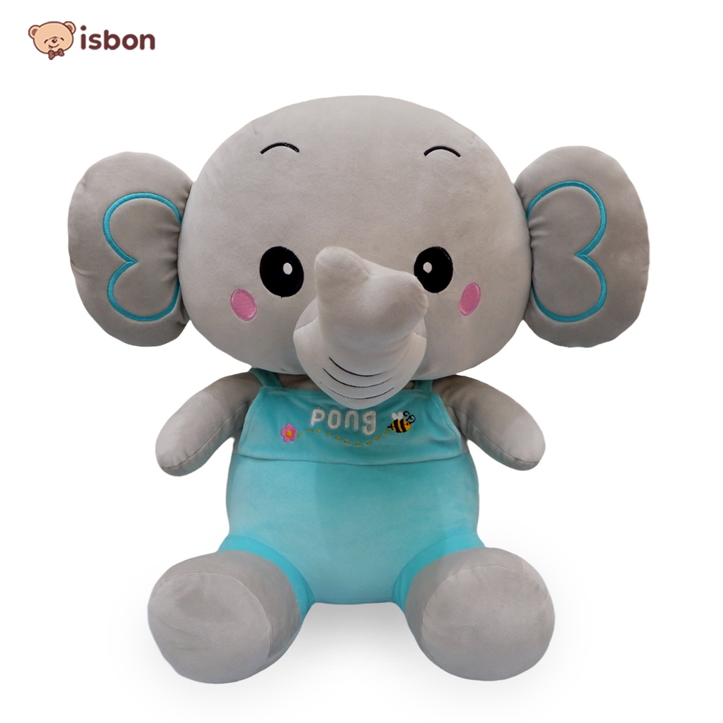 Boneka Gajah Grey Pink Blue Elephant SIT PING PONG With Baju Overoll Lucu Cocock Untuk Hadiah Bahan Halus By ISTANA BONEKA