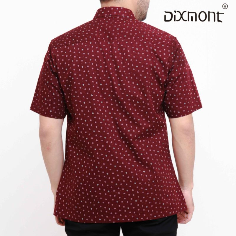 Dixmont Kemeja Pria Basic Formal Motif Lengan Pendek Hem MS01221