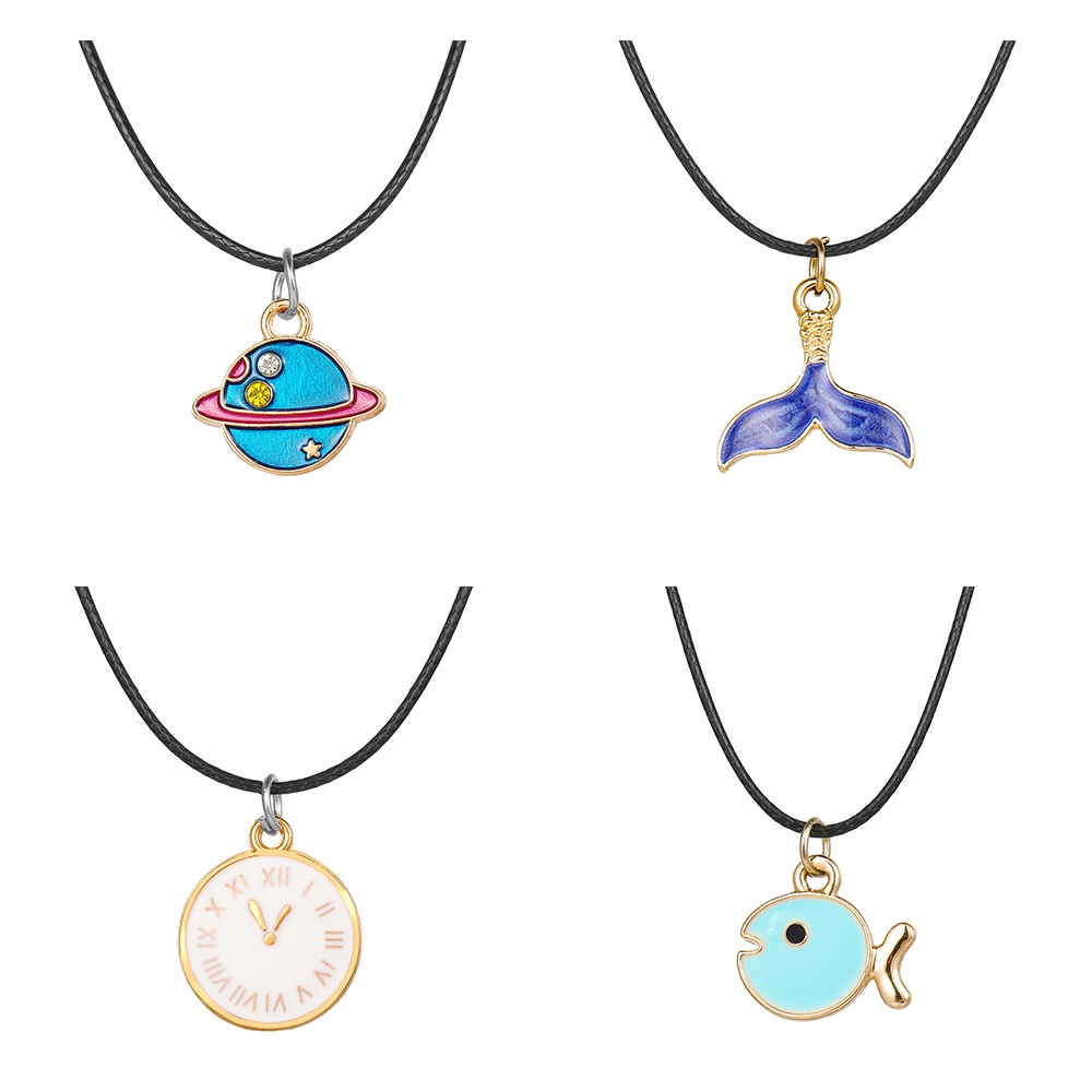 Kalung Rantai Choker Liontin Kartun Planet Mermaid Gaya Korea Untuk Wanita