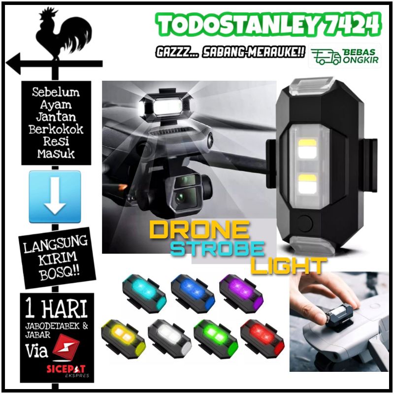 Lampu drone light strobo 7 warna lampu USB rechargeable