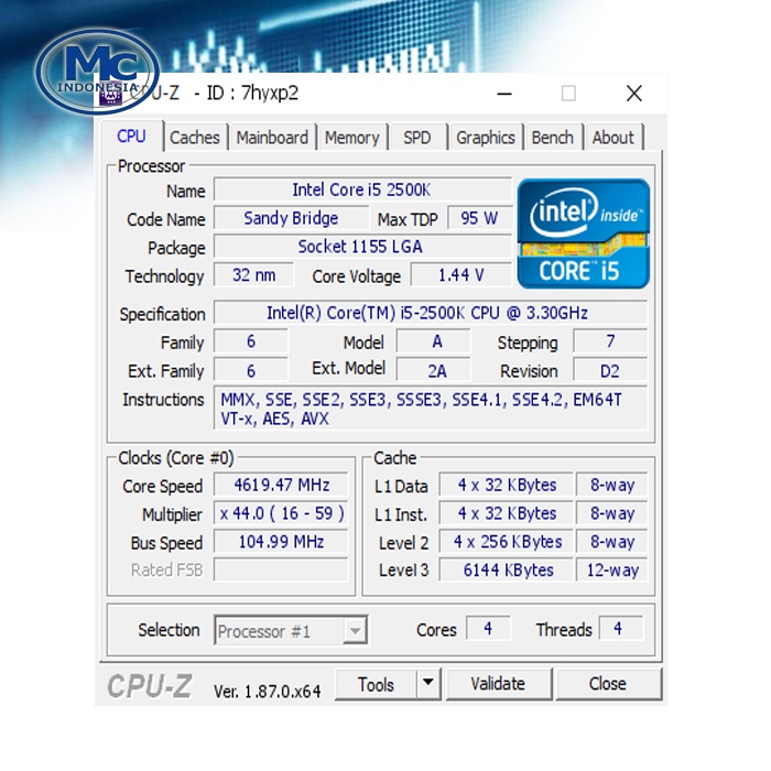 Processor Intel Core i5 2500K LGA 1155 + FAN INTEL