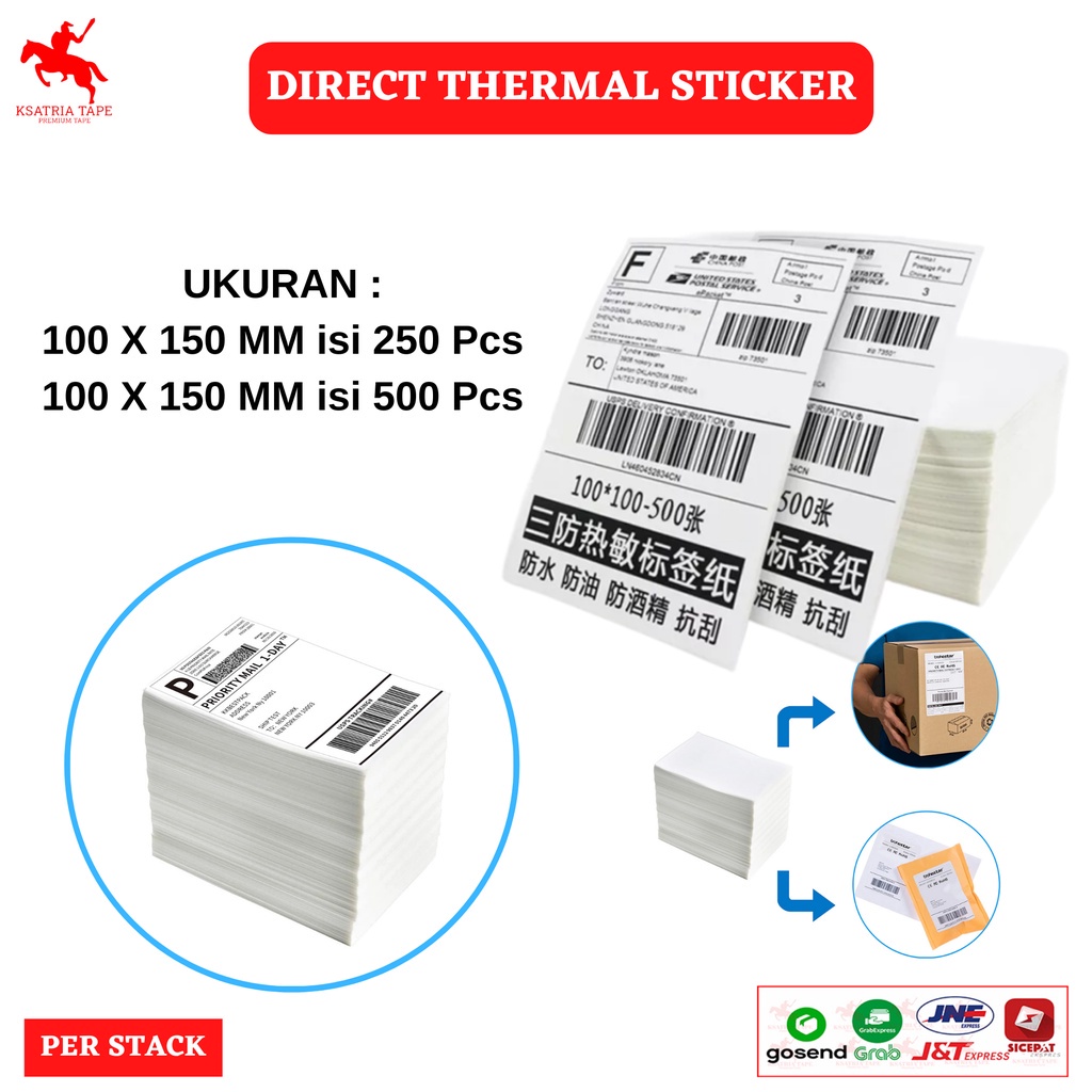 

Thermal Direct Label/Kertas Label Stiker Blueprint/100 x 150 MM isi 250 dan 500 PCS - STACK