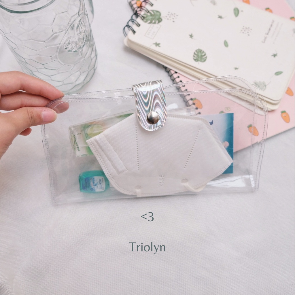 SSy189 Pouch masker transparan multifungsi ( pouch makeup, tempat pensil)
