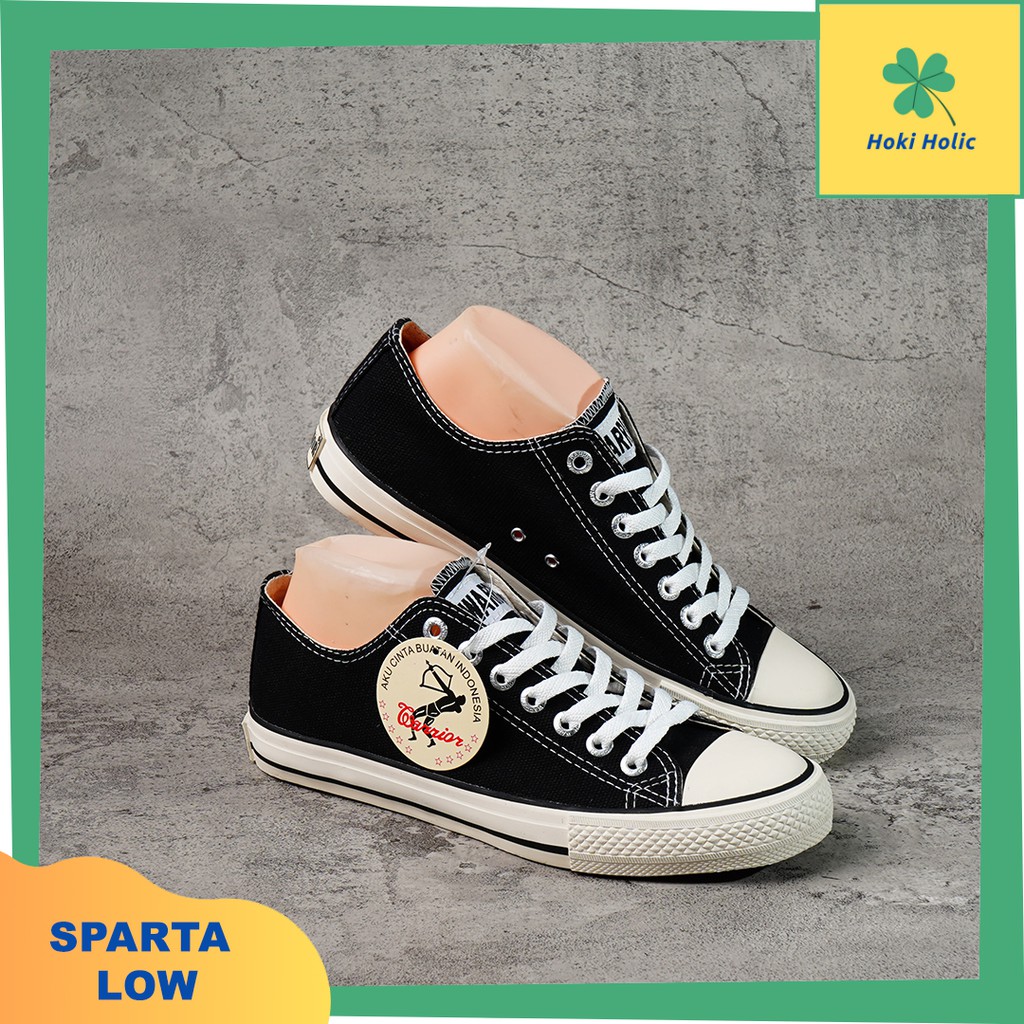 SEPATU WARRIOR SPARTA LC BLACK WHITE / WARRIOR SPARTA LOW