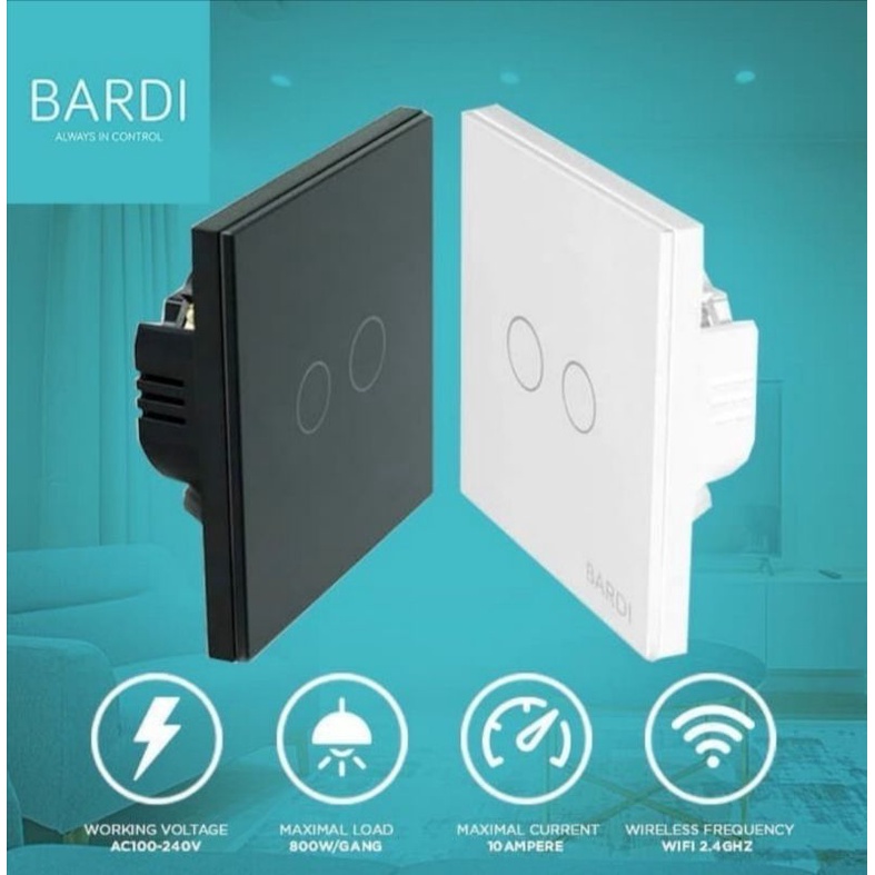 BARDI wall switch EU 2 gang white /black