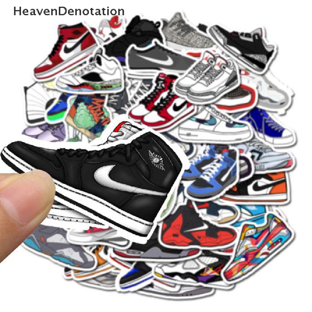 (Heavendenotation) 50pcs Stiker Sepatu Sneakers Jordan Anti Air Untuk Laptop / Skateboard / Koper