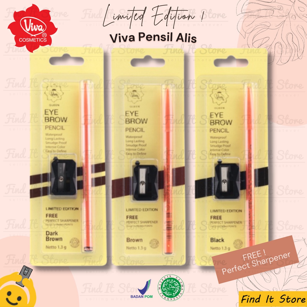 Viva Queen eyebrow Pensil Alis Original Black Brown Dark Brown BPOM