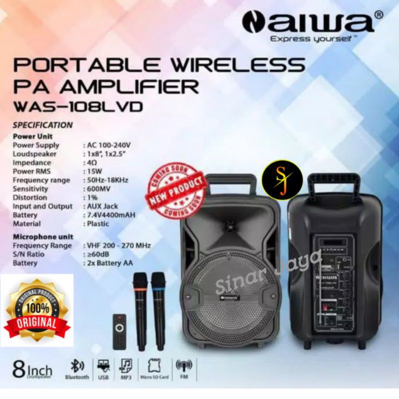 Speaker Portable Meeting 10 inch AIWA WAS 108LVD