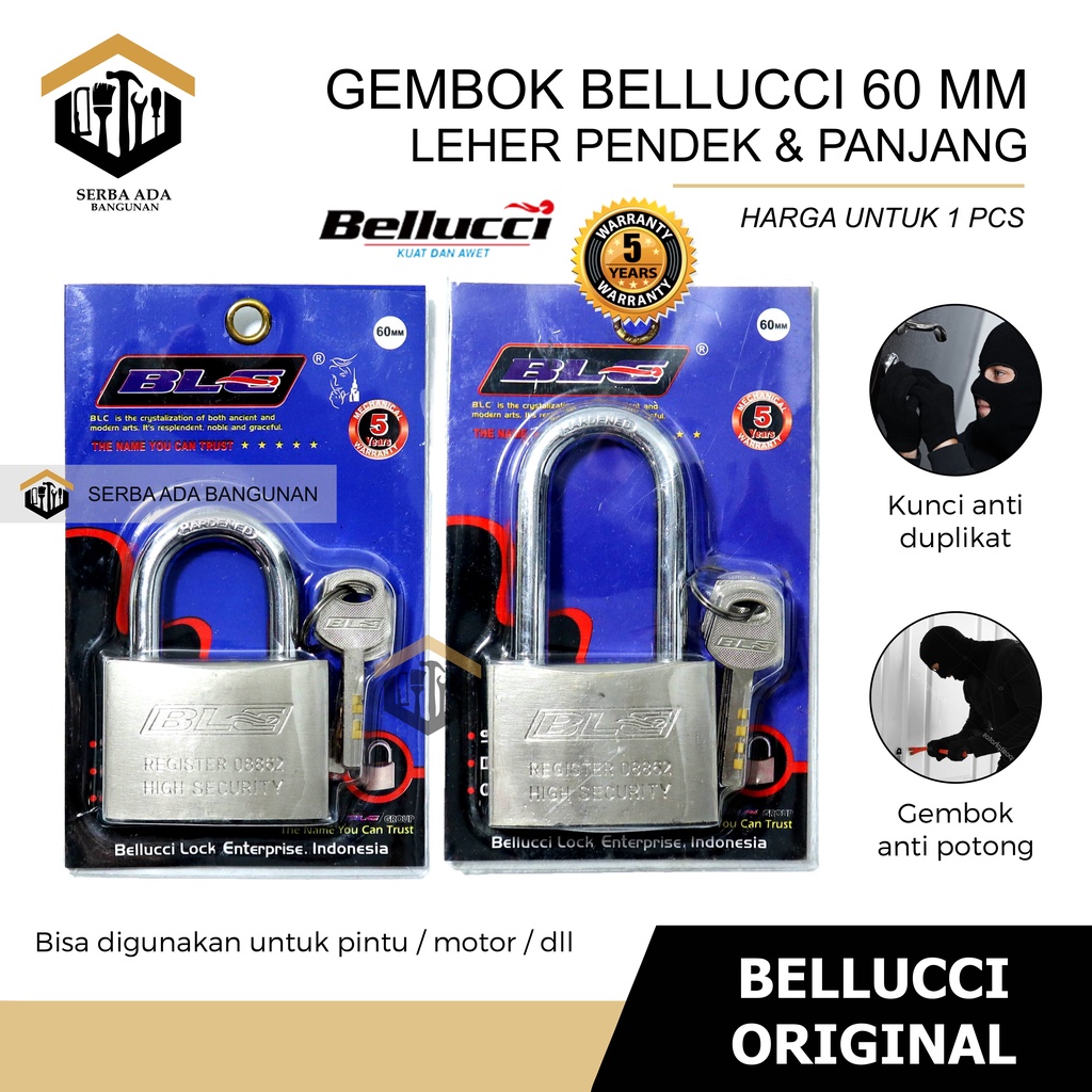 Gembok Putih Bellucci Anti Rust Anti Maling Anti Cut