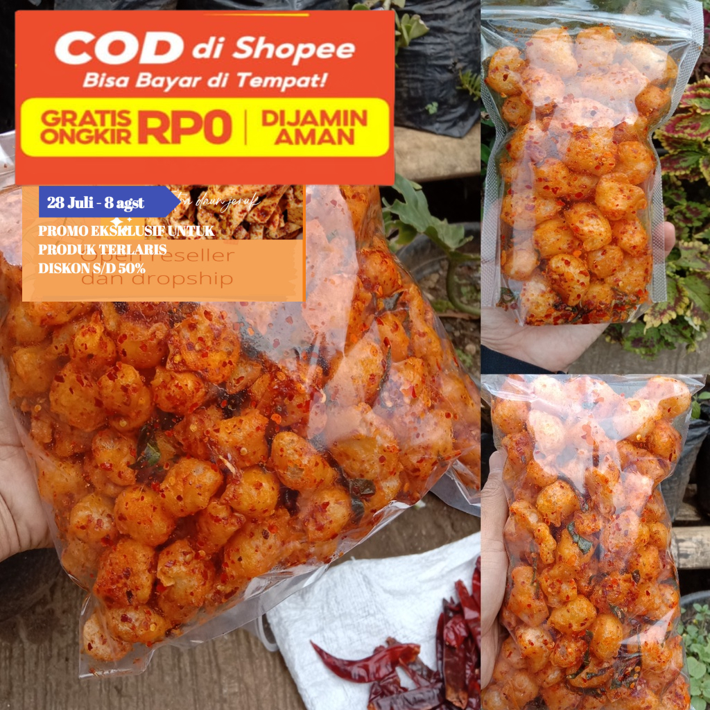 

Siomay Mini kering Pedas Daun Jeruk Somay Pedas 250 Gram cemilan pedas gurih