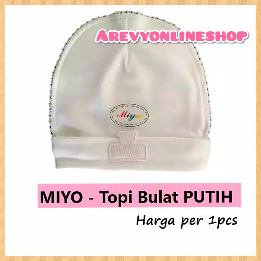 Termurah! MIYO Putih Topi Bayi / Topi Miyo Newborn | Perlengkapan Bayi Baru Lahir / Topi Bayi