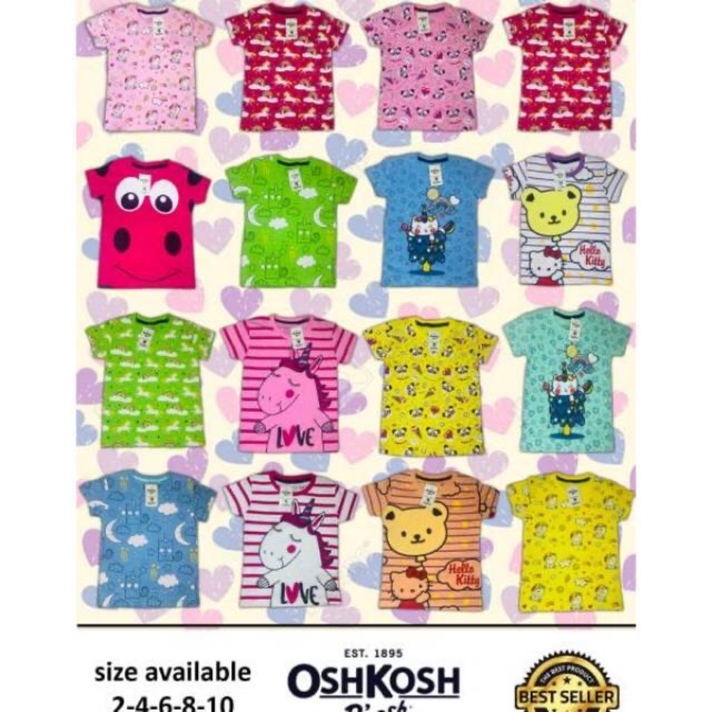 Kaos Anak Perempuan Oshkosh Fullprint