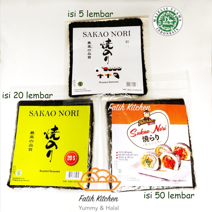 

10cscss Sakao Nori Sushi Nori 5 Lembar Halal Mui - Seaweed Rumput Laut Dscscv