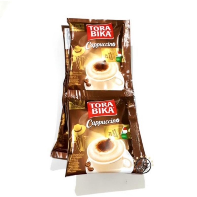 

[harga grosir] kopi tora bika cappucino 1 receng isi 10 pcs GRATIS 1 sendok cantik