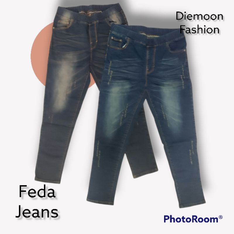 SIZE JUMBO!!!LIMITE AND RECOMMENDED JEANS!! FEDA JEANS VARIASI SOBEK DAN BARET YANG KEKINIAN