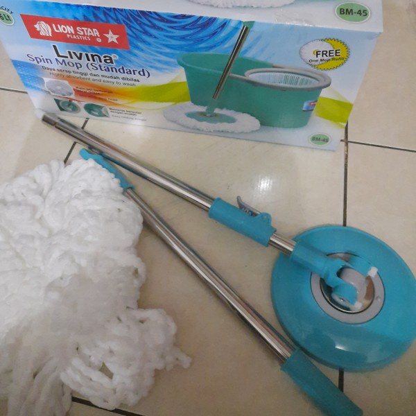 Lion Star BM 51 Livina Spin Mop Handle Set Gagang Dan Pel Untuk Ember BM 45