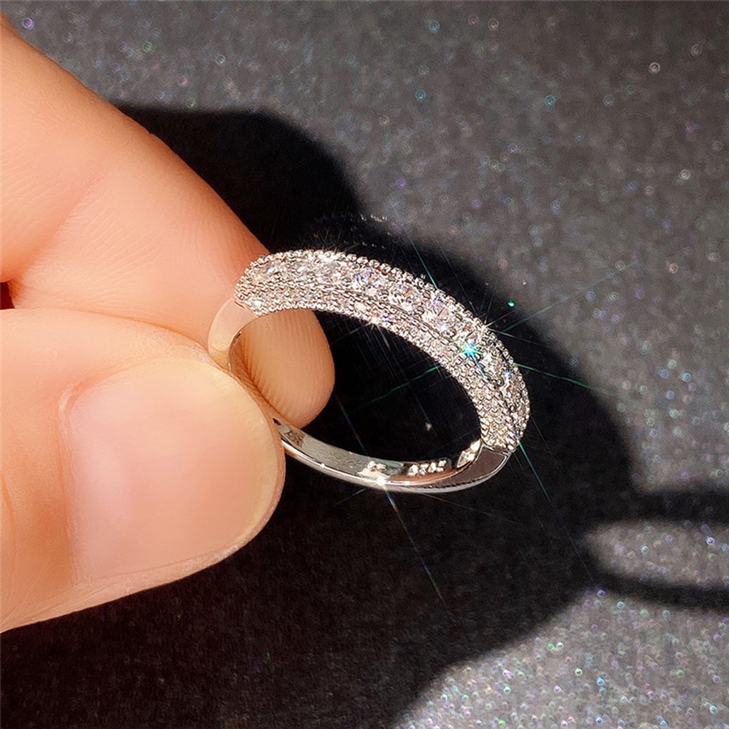 Hu Hu Hu Hu Hu Alat Bantu Pasang Kacamata♡ Cincin Kristal Cubic Zirconia Bulat Berkilau Untuk Hadiah Valentine Priawanita