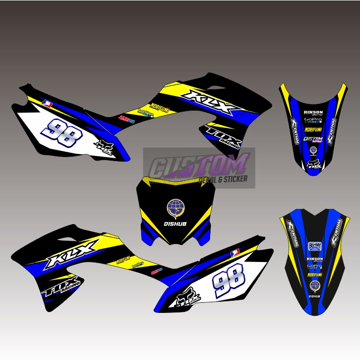 DECAL STICKER KLX BF LIS BIRU HITAM CUSTOM