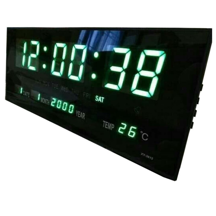 Jam Dinding Digital LED Meja LED Clock 3615 Hijau