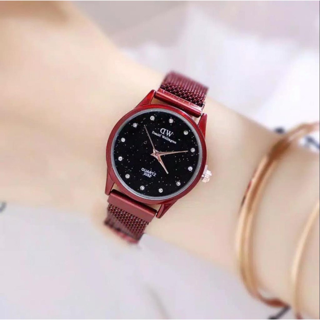 PA JAM TANGAN WANITA ANALOG RANTAI MAGNET DIAMOND MURAH GROSIR IMPORT FASHION MDL DD025