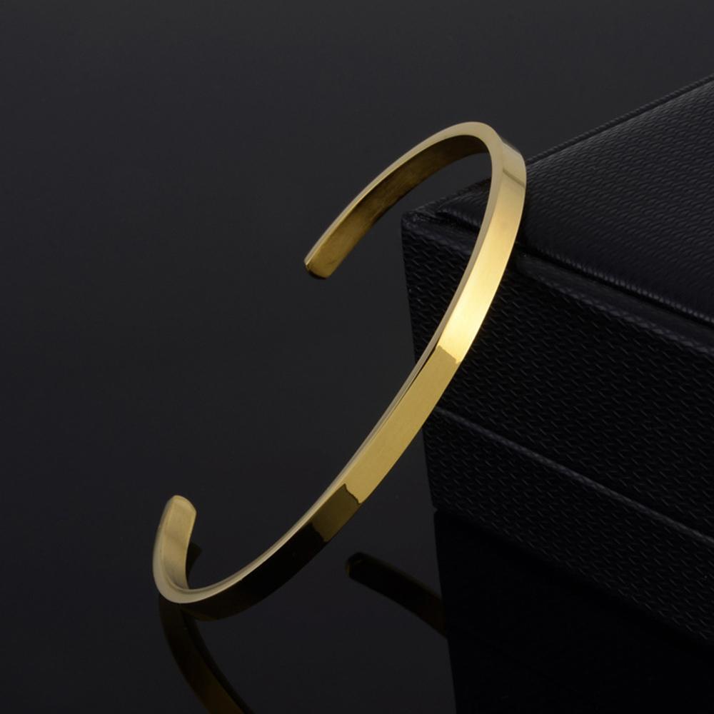 Needway Bangle Silver 4mm Tipis Hitam Elegan Pesona Stackable Minimalis Pribadi Baja Stainless Cuff Bracelet