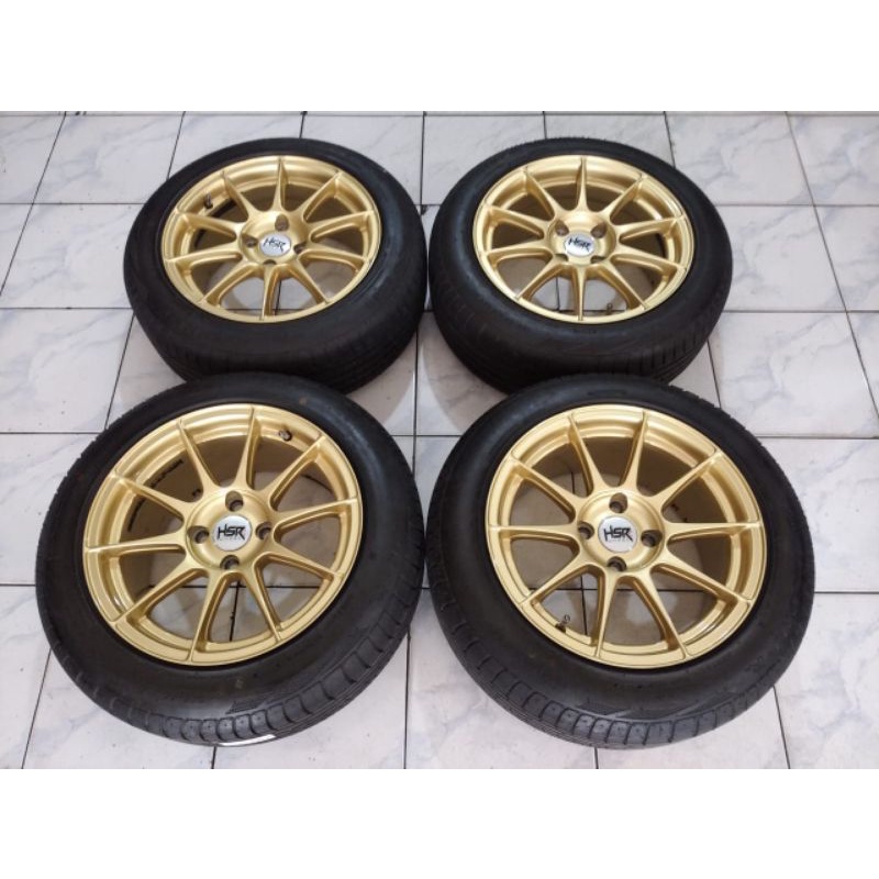 VELG MOBIL SEKEN HSR POOL RING 15 + BAN SEKEN 195 55 R15 COCOK UNTUK JAZZ BRIO AGYA AYLA SWIFT BALEN