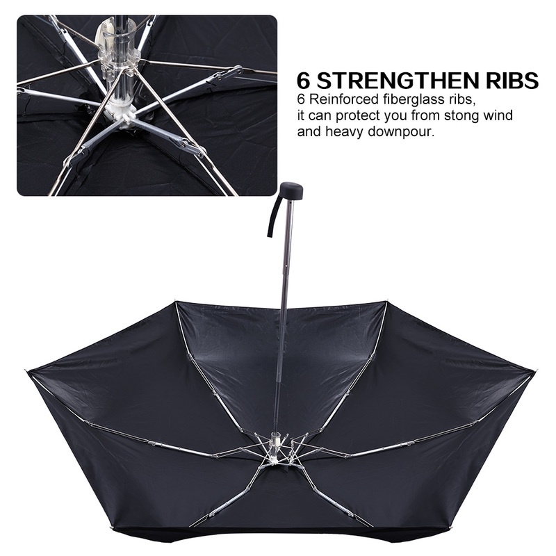 Payung Lipat Mini Portabel Dengan Model 6-lapis Dan Bahan Ringan Tahan Air / UV Untuk Hujan / Matahari
