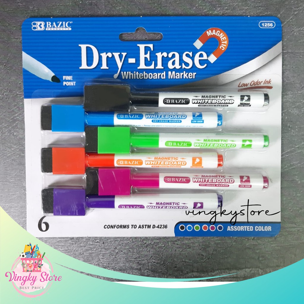 

Magnetic Dry Eraser / Whiteboard Marker Bazic 6pcs