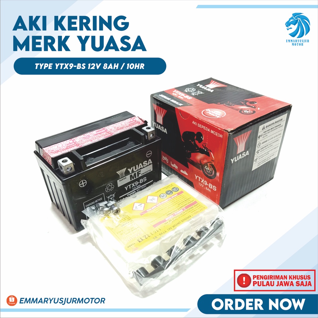 AKI YUASA YTX9-BS 12V 8AH AKI MOTOR KAWASAKI NINJA 250CC SERIES AKI YUASA YTX9-BS YTX9BS